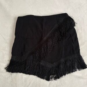 Western Black Fringe Skirt